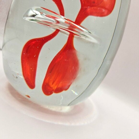 Paperweight Dancing Flamingo Sommerso Art Glass 9"x6" Clear and Red 8 lb - Picture 7 of 16